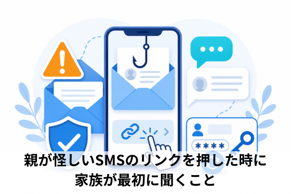 親が怪しいSMSのリンクを押した時に家族が最初に聞くこと